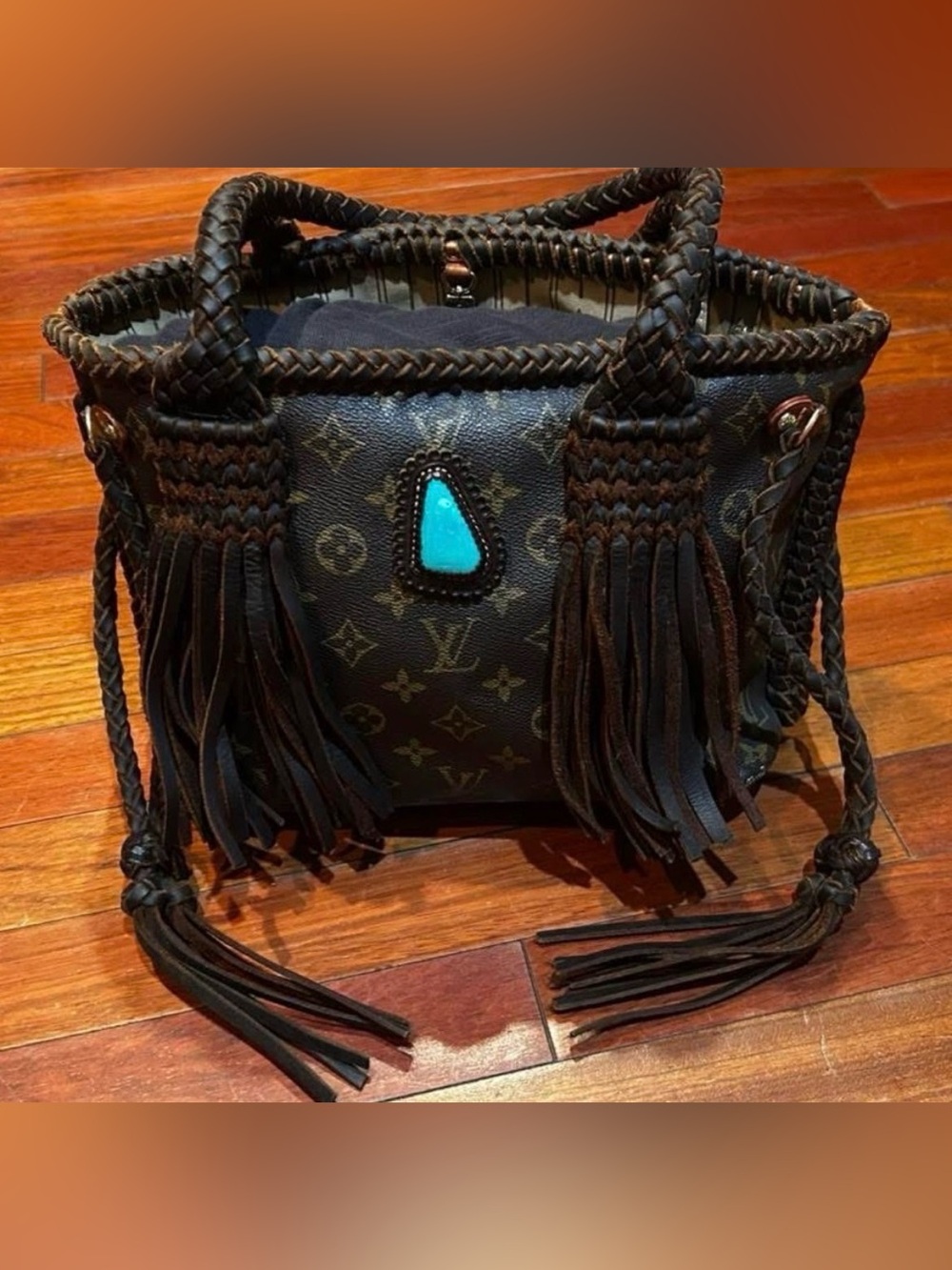Leather & Vodka Neverfull PM J. Forks Turquoise Braided Leather Louis Vuitton